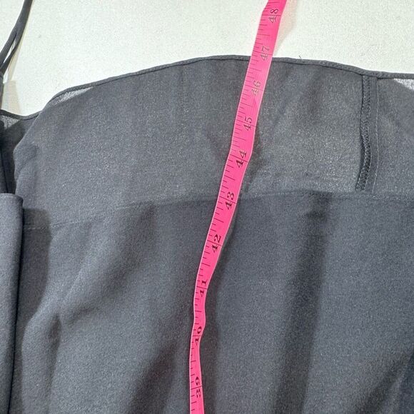 Morgan Carper Midi Dress Womens 4 Black Silk Leather Sleeveless Minimalist Flowy - Picture 4 of 9